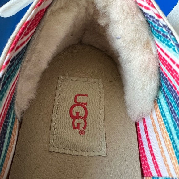 UGG Ballet Flat with Bow on Heel Cream Linen Like Fabric size 8 - Picture 8 of 9